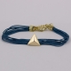 Bracelet liens bleu canard et pyramide plaqué or