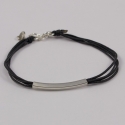 Bracelet fil gris motif tube argent