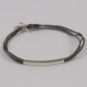Bracelet lien gris clair motif baguette argent