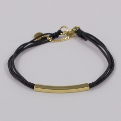 Bracelet fil gris motif tube plaqué or
