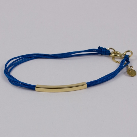 Bracelet classique fils turquoise et rectangle plaqué or