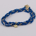 Bracelet tressé chaîne plaqué or et fils de soie turquoise