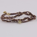 Bracelet soie vieux rose étoile et chaîne plaqué or