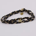Bracelet etoile et chaîne plaqué or tressé avec des fils de soie gris