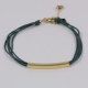 Bracelet baguette plaqué or et cordon coton vert
