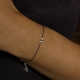 Bracelet chaine rhodiee mini diamant noir brut Black Star