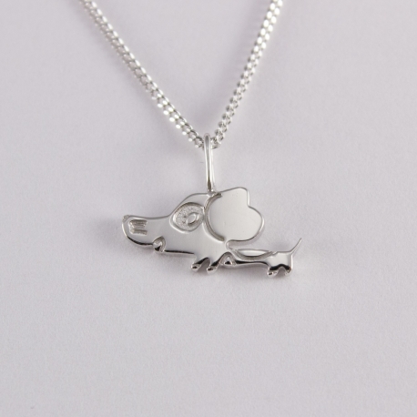 Collier enfant argent motif chiot na na na naa
