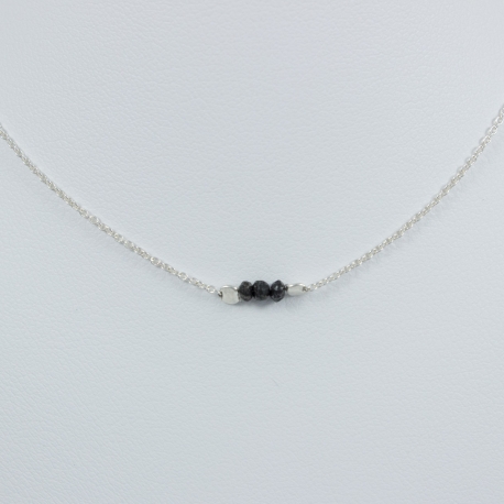 Collier chaine petit diamant noir brut - Tiny Black Galaxy