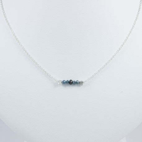 Collier chaine petit diamant noir et bleu brut - Constellation