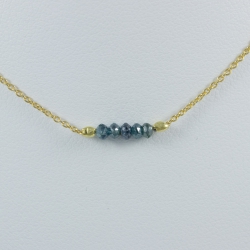 Collier argent doré or et 5 diamants bleus Gold Constellation by FDM