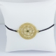 Bracelet mandala argent plaqué or jaune et cordon noir by LFDM - Collections Capsules
