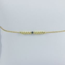 Bracelet perles argent plaqué or jaune et diamant bleu Gold Pearl Star by LFDM