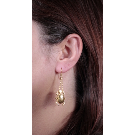 Boucles d'oreilles dorées Scarabée - Schade Jewellery