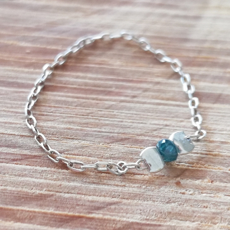 Bague diamant bleu chaine forçat ovale facettée by LFDM Jewellery